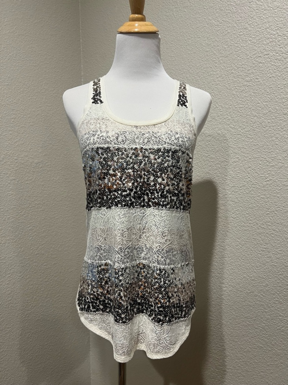 Express Racerback Sequin Tank Top, XS